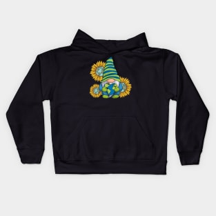 Sunflower Gnome With Heart Earth Day Kids Hoodie